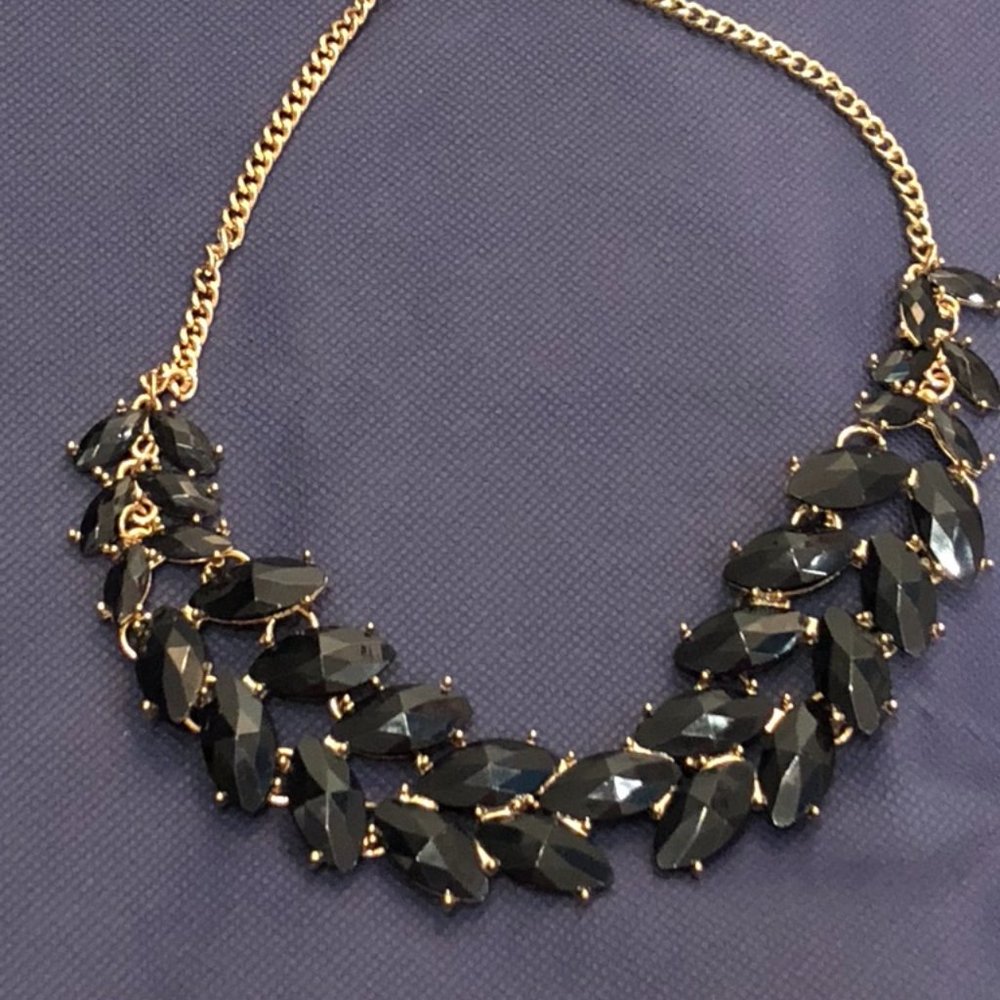 Preppy Black Goldtone statement necklace